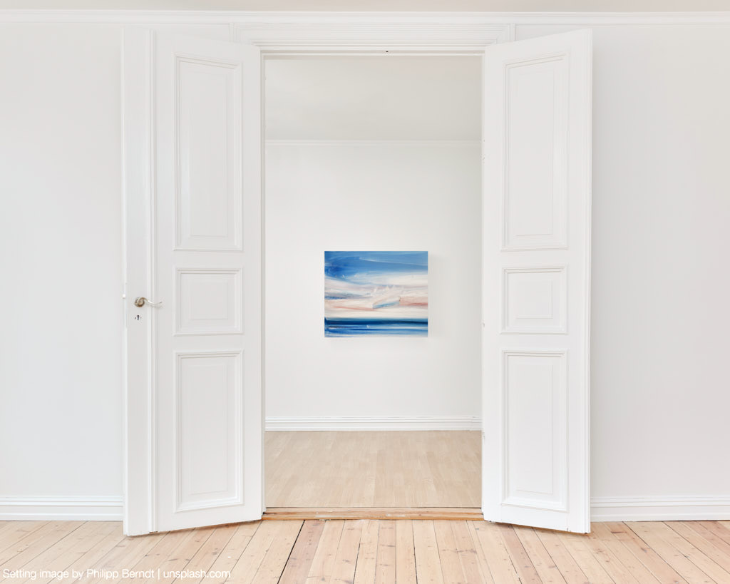 Seascape oil painting for sale Calm seas - example interior view
