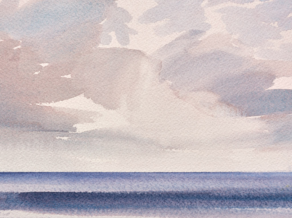 Sunlit seas, Lytham St Annes original watercolour painting by Timothy Gent - detail view